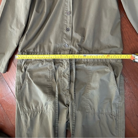 $273 VELVET BY GRAHAM & SPENCER Taylor Jumpsuit Long Sleeve Green Large Cotton - Picture 7 of 12